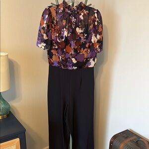 Floral Sheer Sleeve Jumpsuit